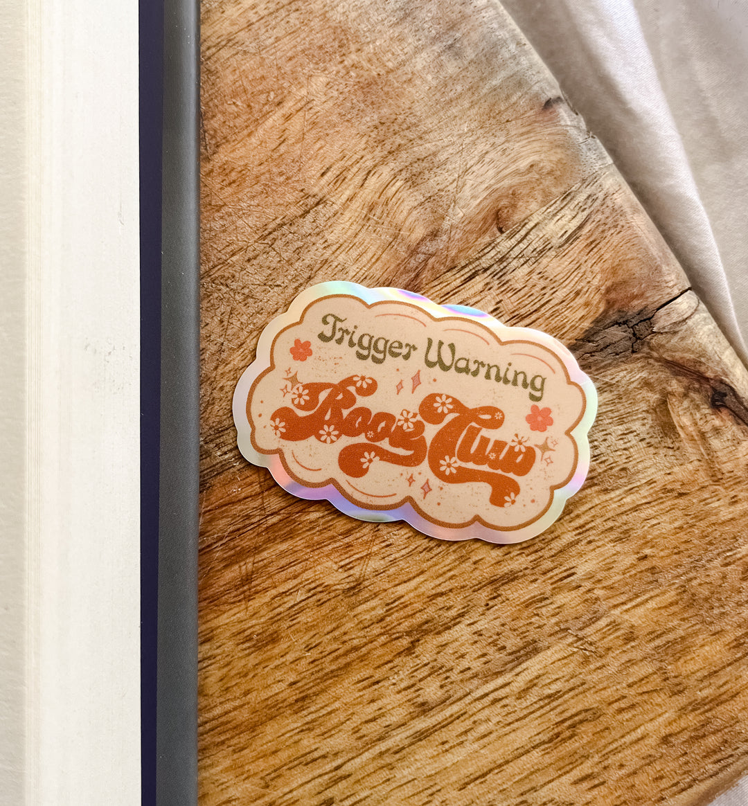 Trigger warning book club holographic sticker