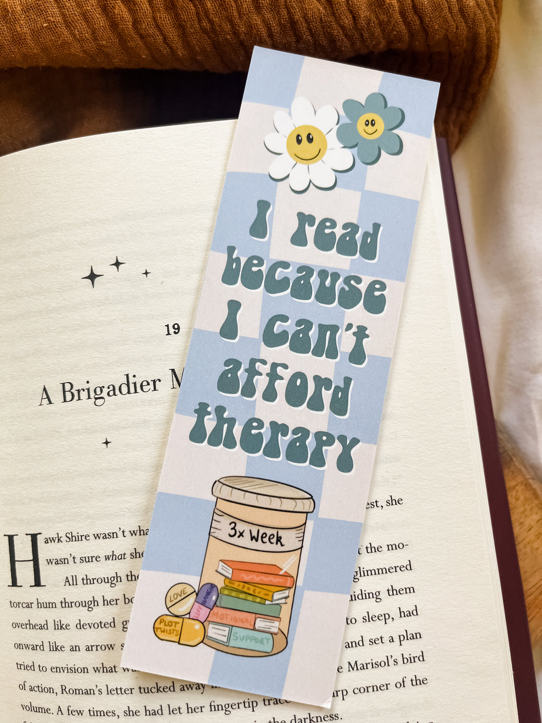 I Read because I can't afford Therapy bookmark