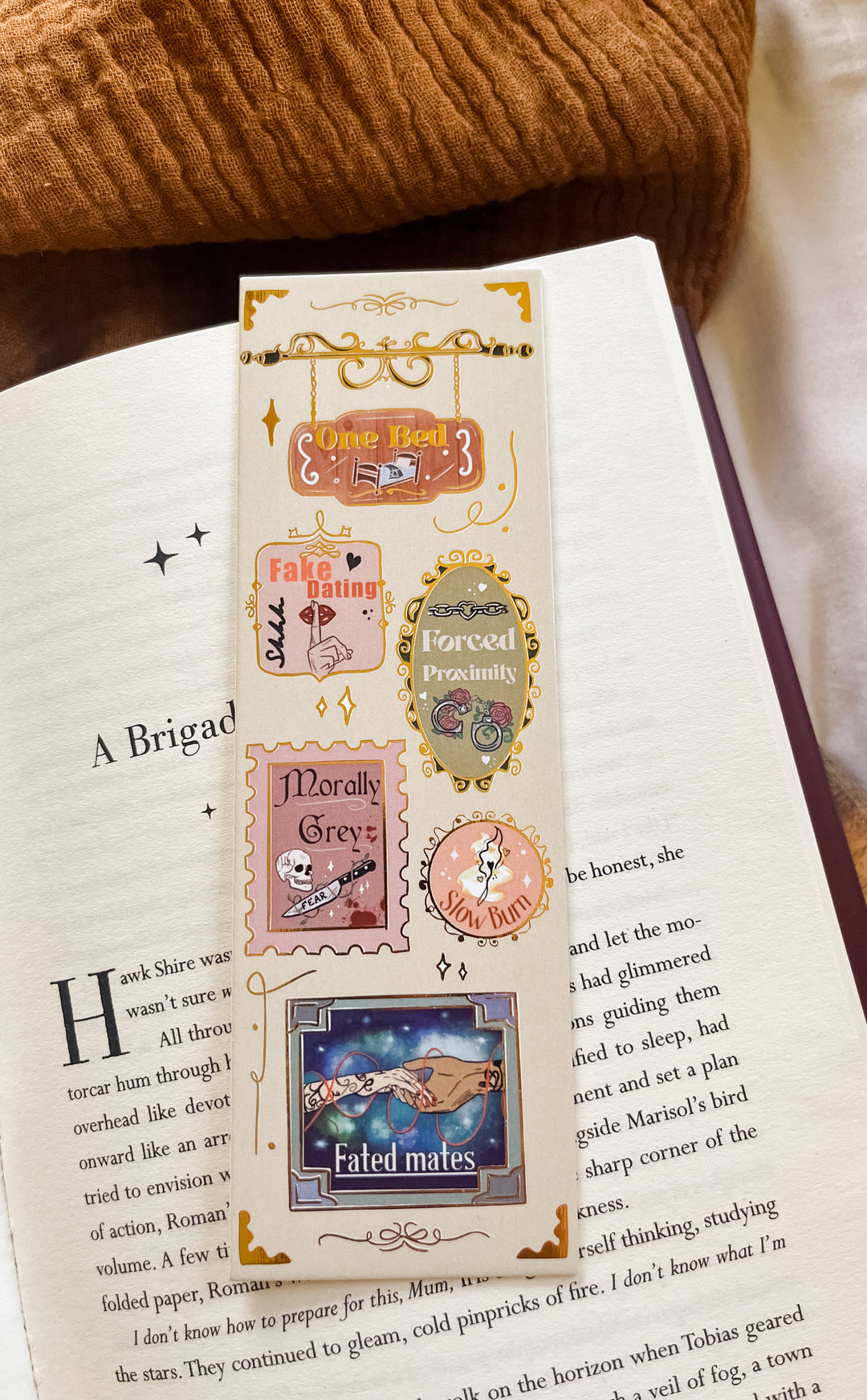 Book Tropes Gold Foil Bookmark