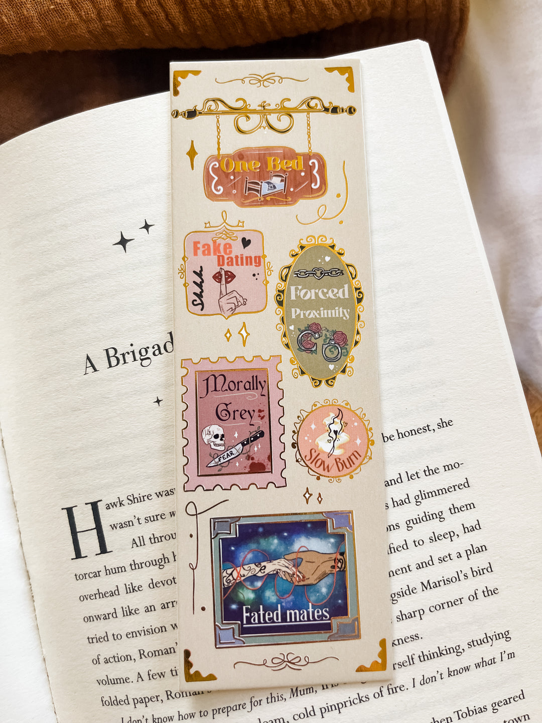 Book Tropes Gold Foil Bookmark