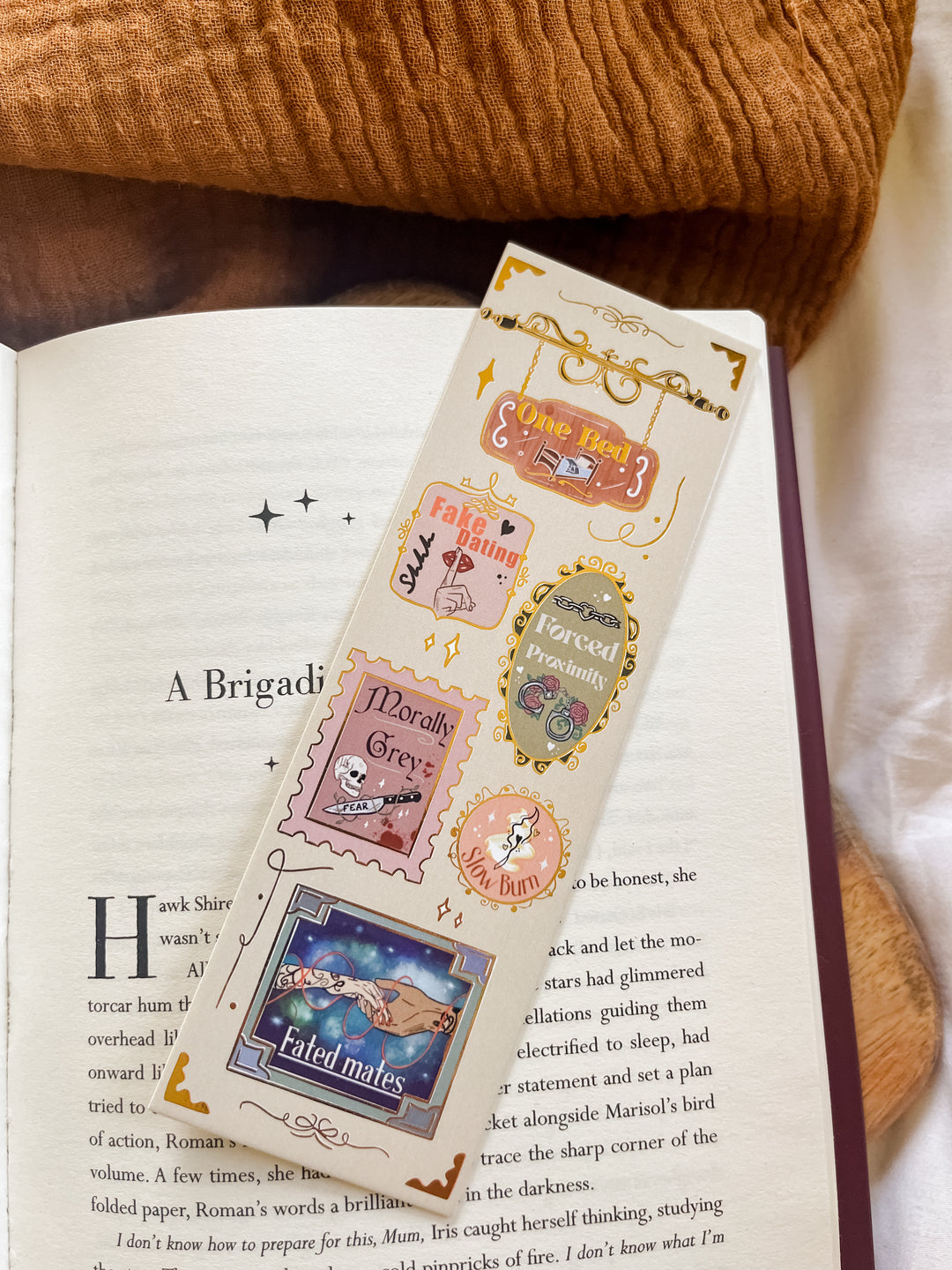 Book Tropes Gold Foil Bookmark