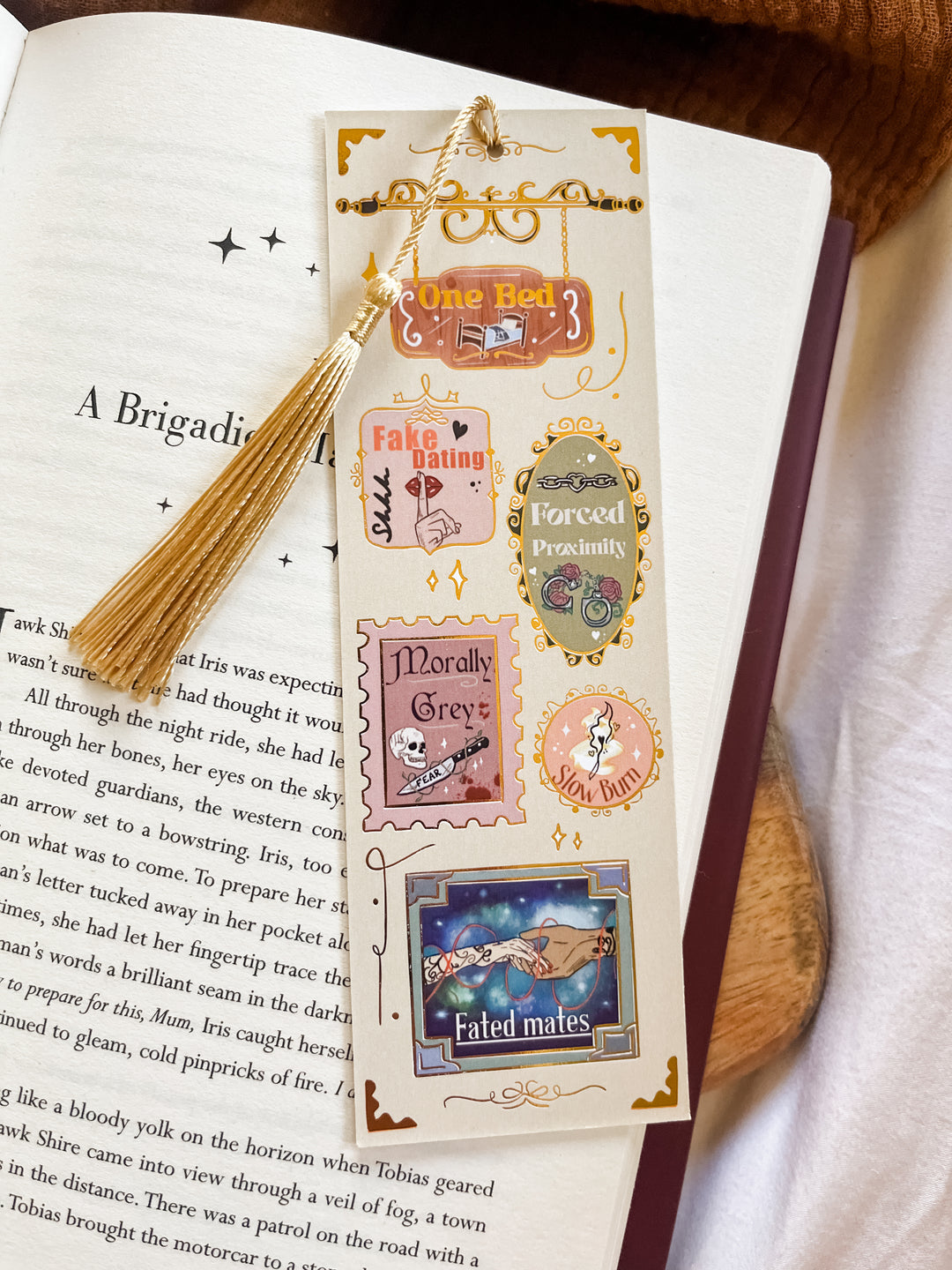 Book Tropes Gold Foil Bookmark