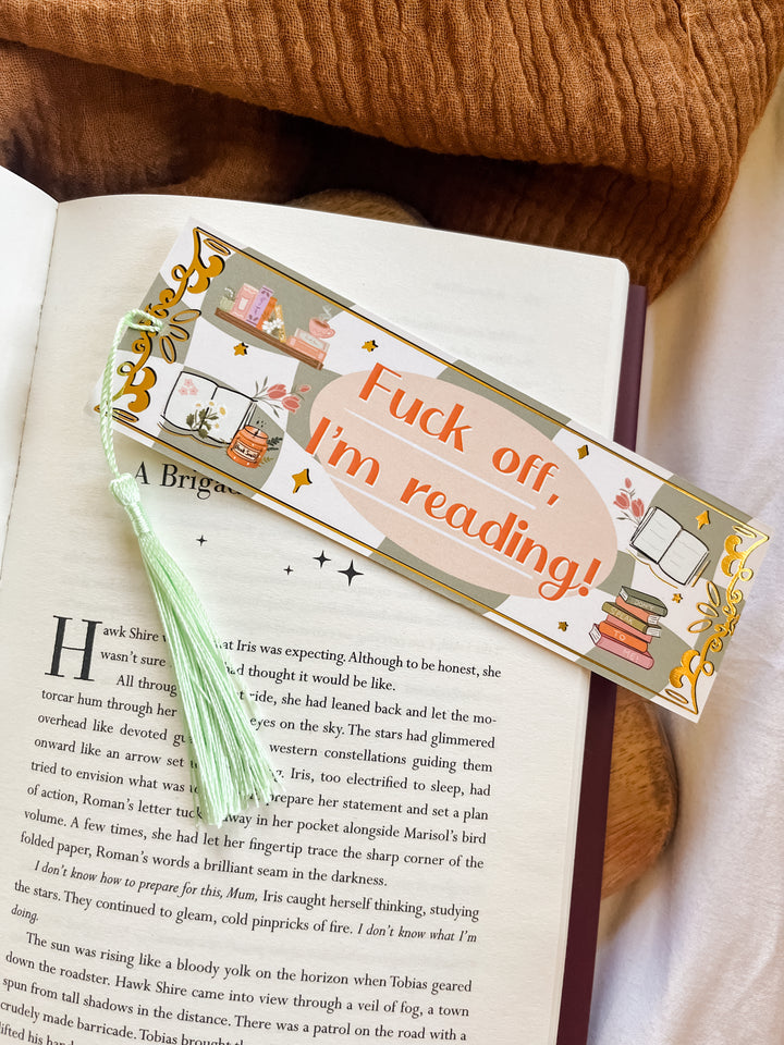 F Off I'm Reading Gold Foil Bookmark