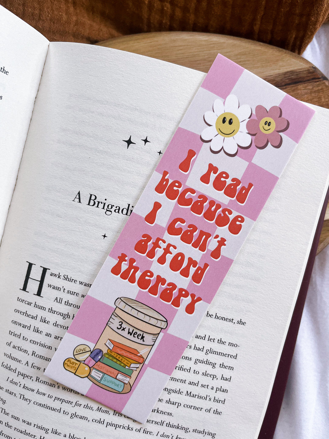 I Read because I can't afford Therapy bookmark