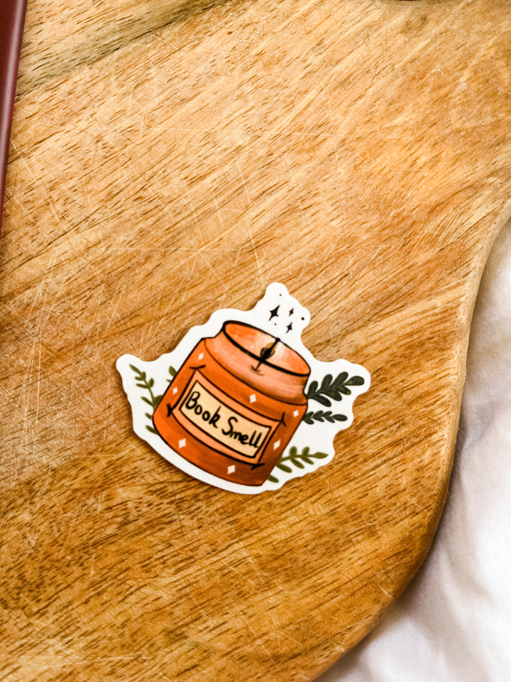 Book smell candle glitter sticker