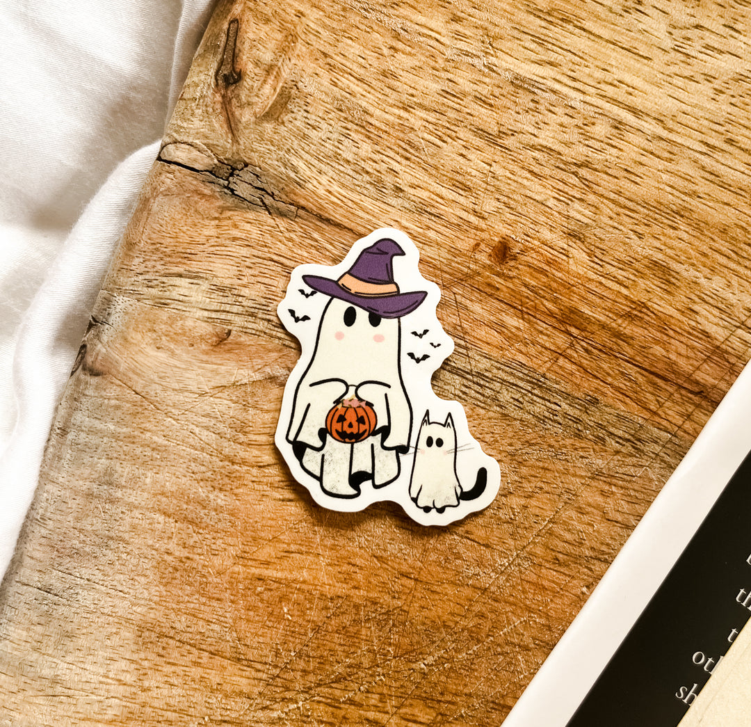 Trick or treat ghost sticker