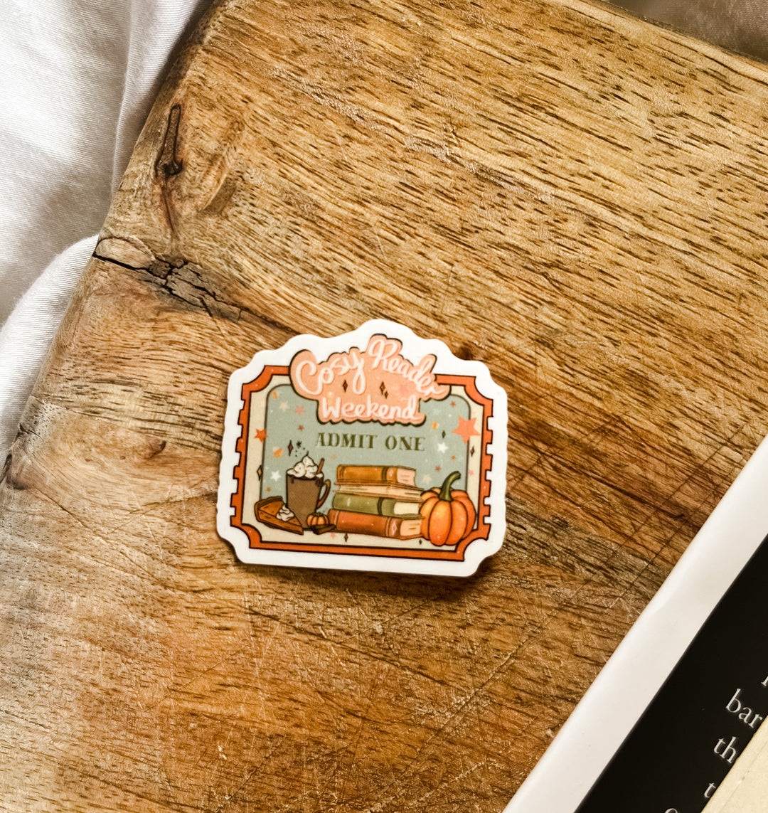 Cosy Reader Weekend glitter sticker