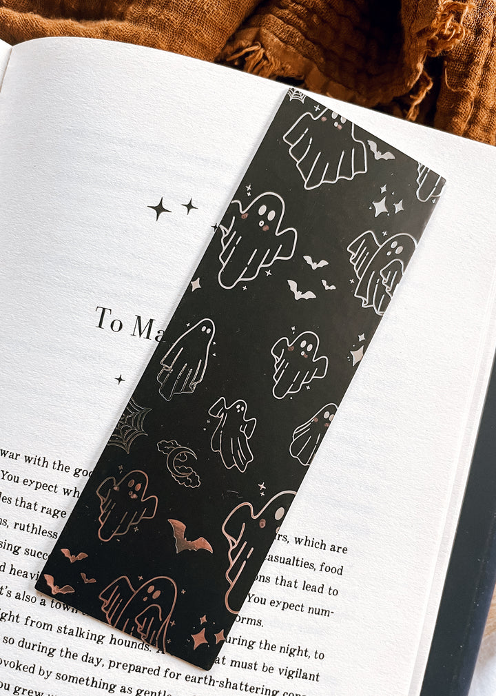 Silver foil ghost Halloween bookmark