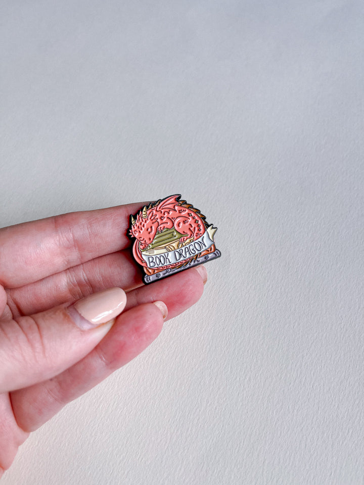 Sleepy Dragon Book Pin Badge
