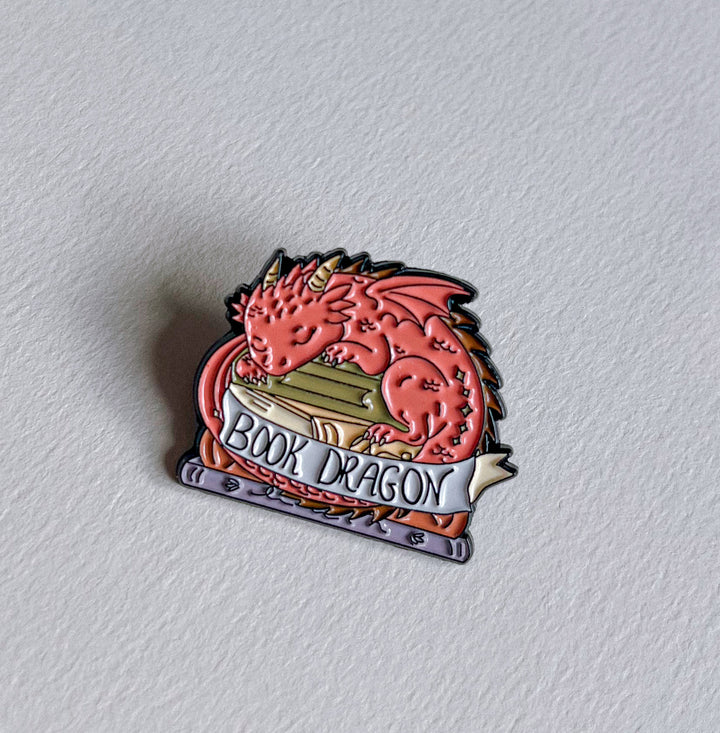 Sleepy Dragon Book Pin Badge