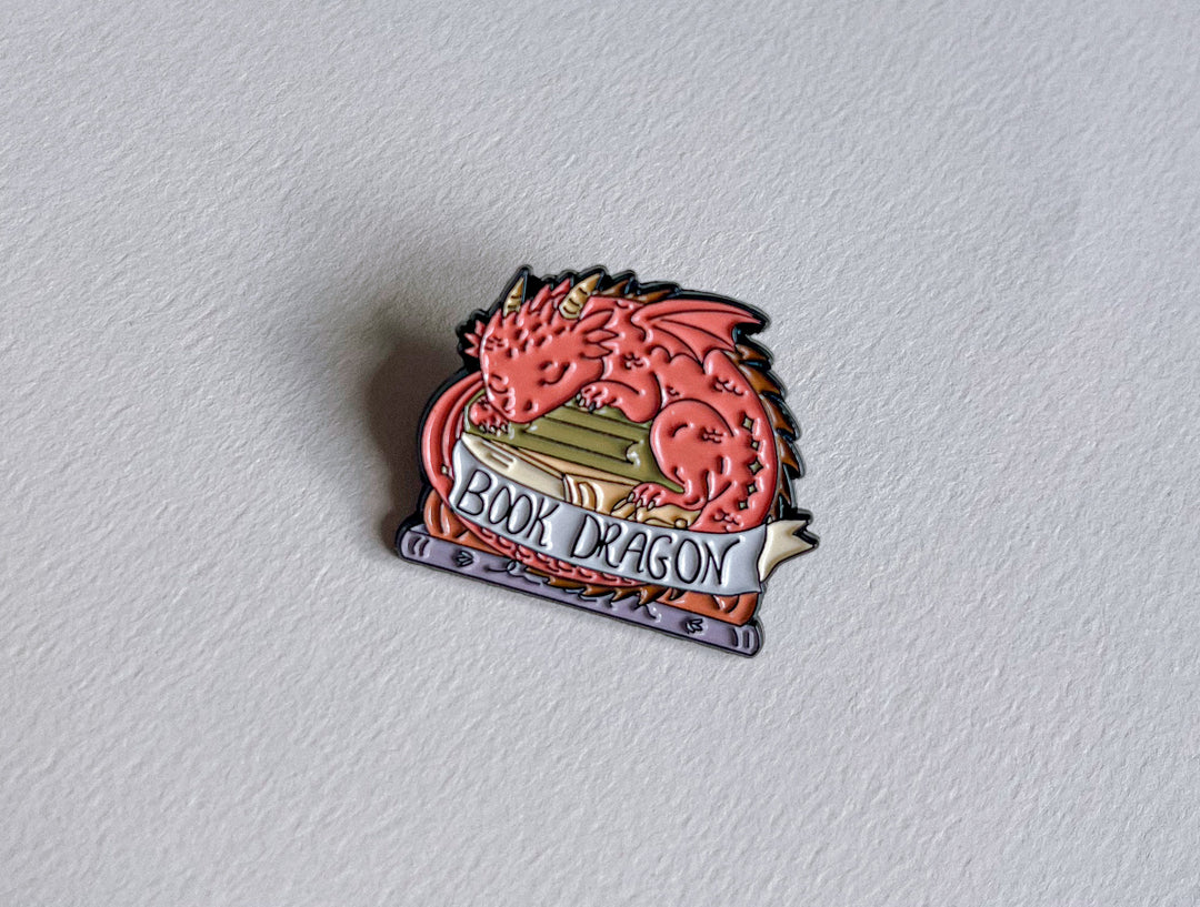 Sleepy Dragon Book Pin Badge