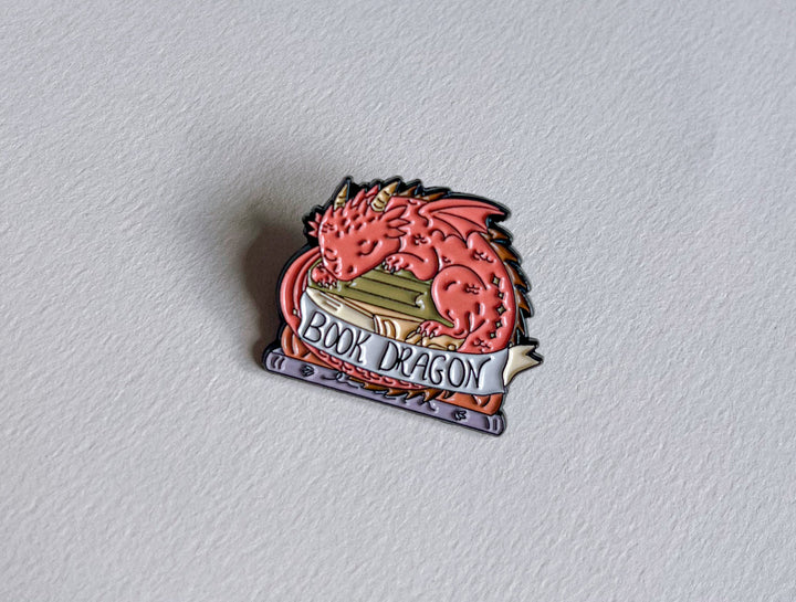 Sleepy Dragon Book Pin Badge