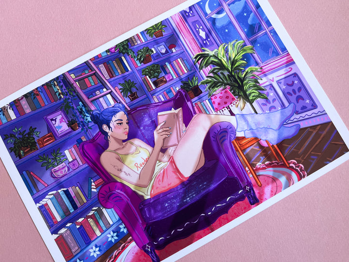 Night Time Reader Art Print