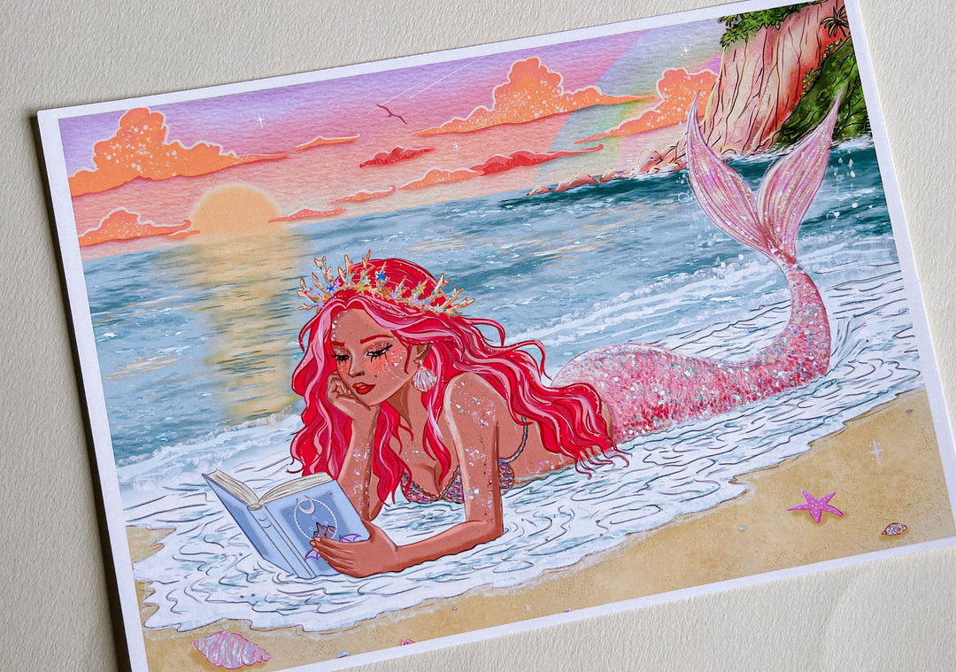 Mermaid Reader Art Print