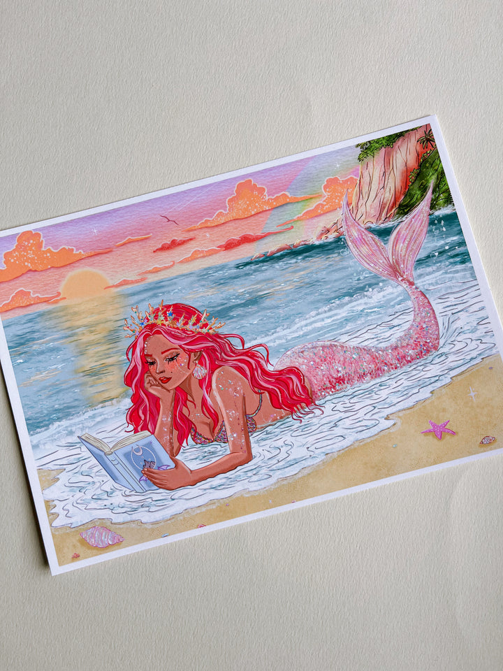 Mermaid Reader Art Print