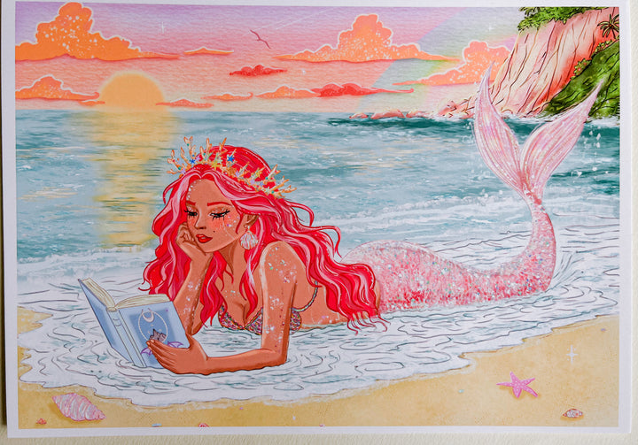 Mermaid Reader Art Print