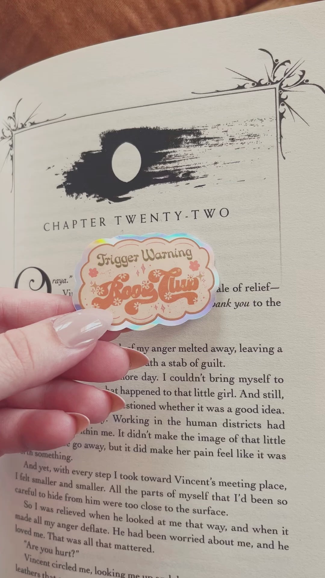 Trigger warning book club holographic sticker