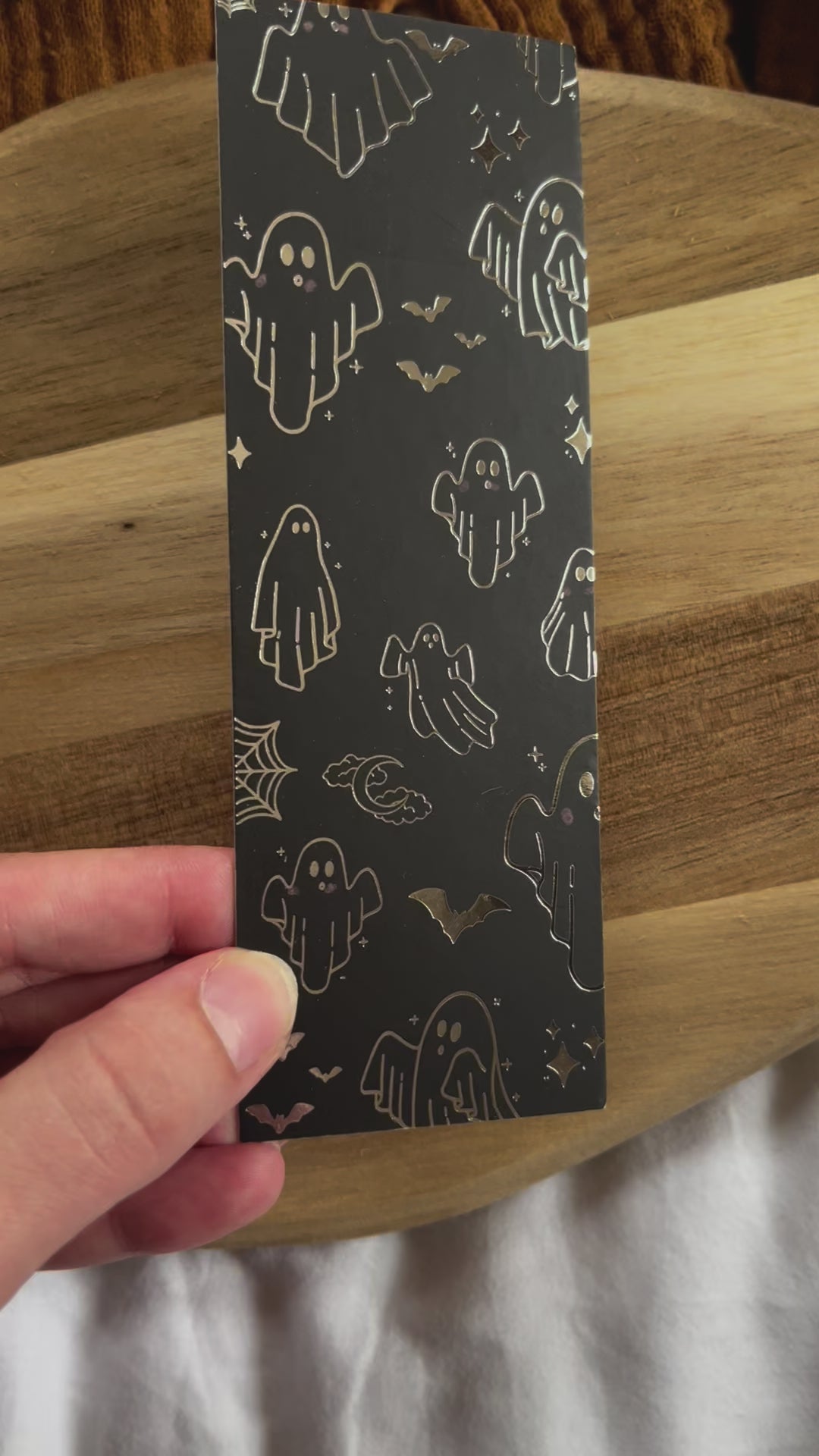 Silver foil ghost Halloween bookmark